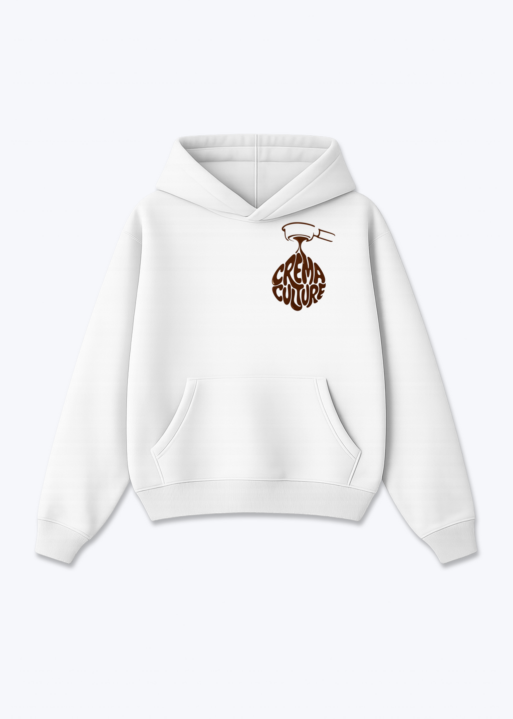 Crema Culture Classic Oversized Hoodie - White Front (Designed)