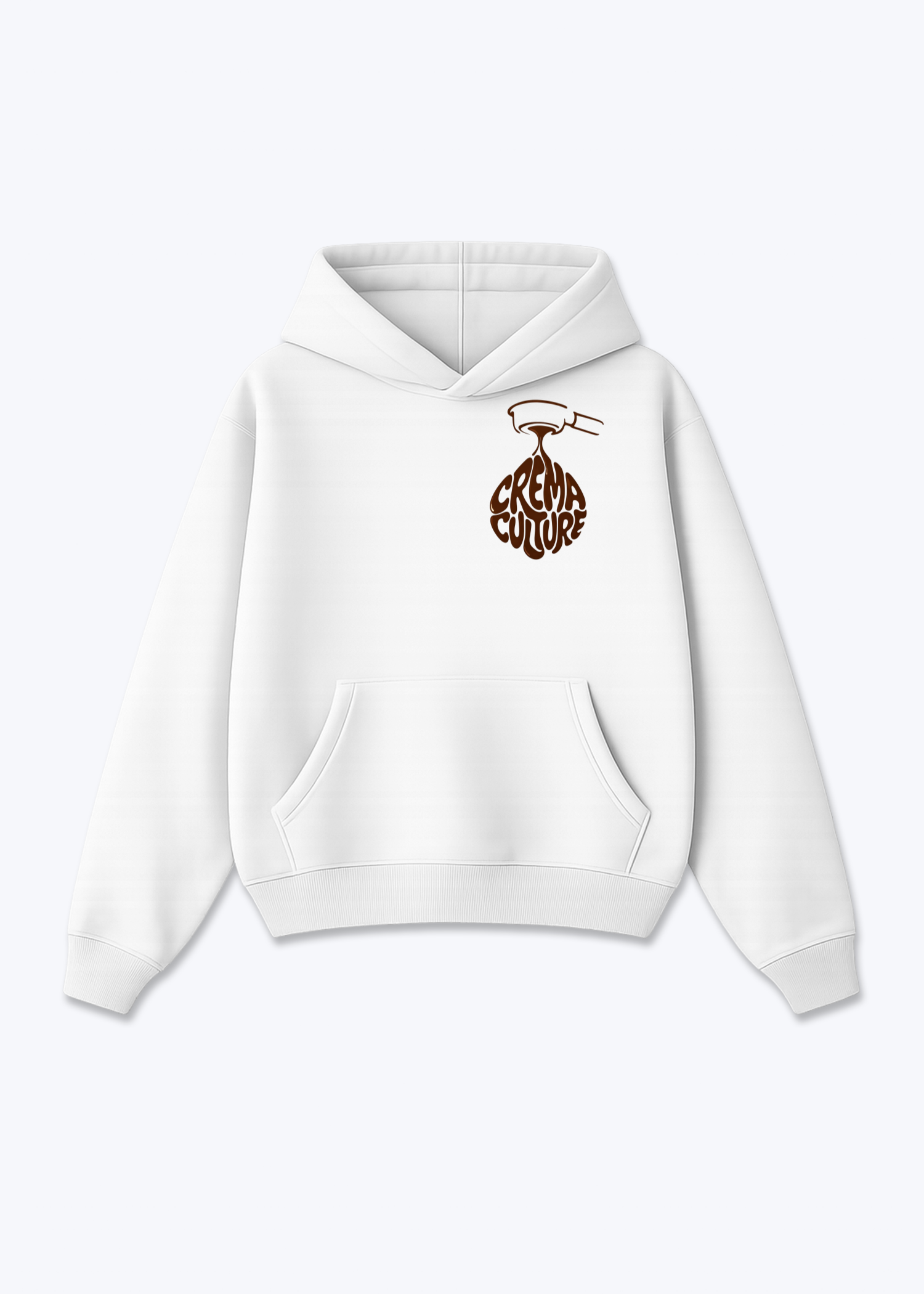 Crema Culture Classic Oversized Hoodie - White Front (Designed)