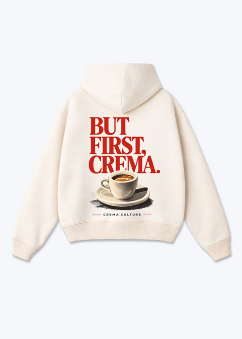 But first Crema Oversized Zip Hoodie - Beige Back (Designed)