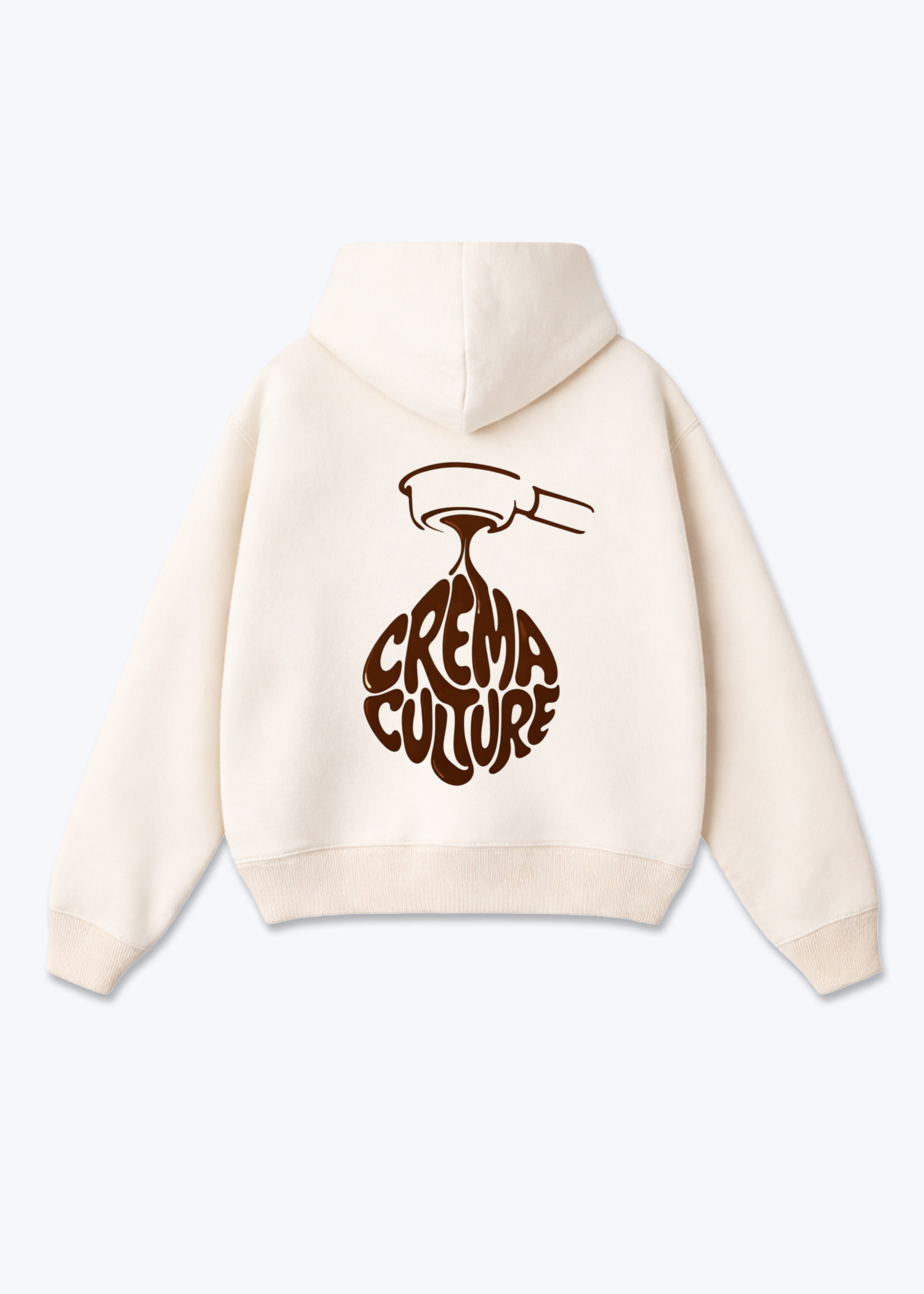 Crema Culture Oversized Zip Hoodie - Beige Back (Designed)