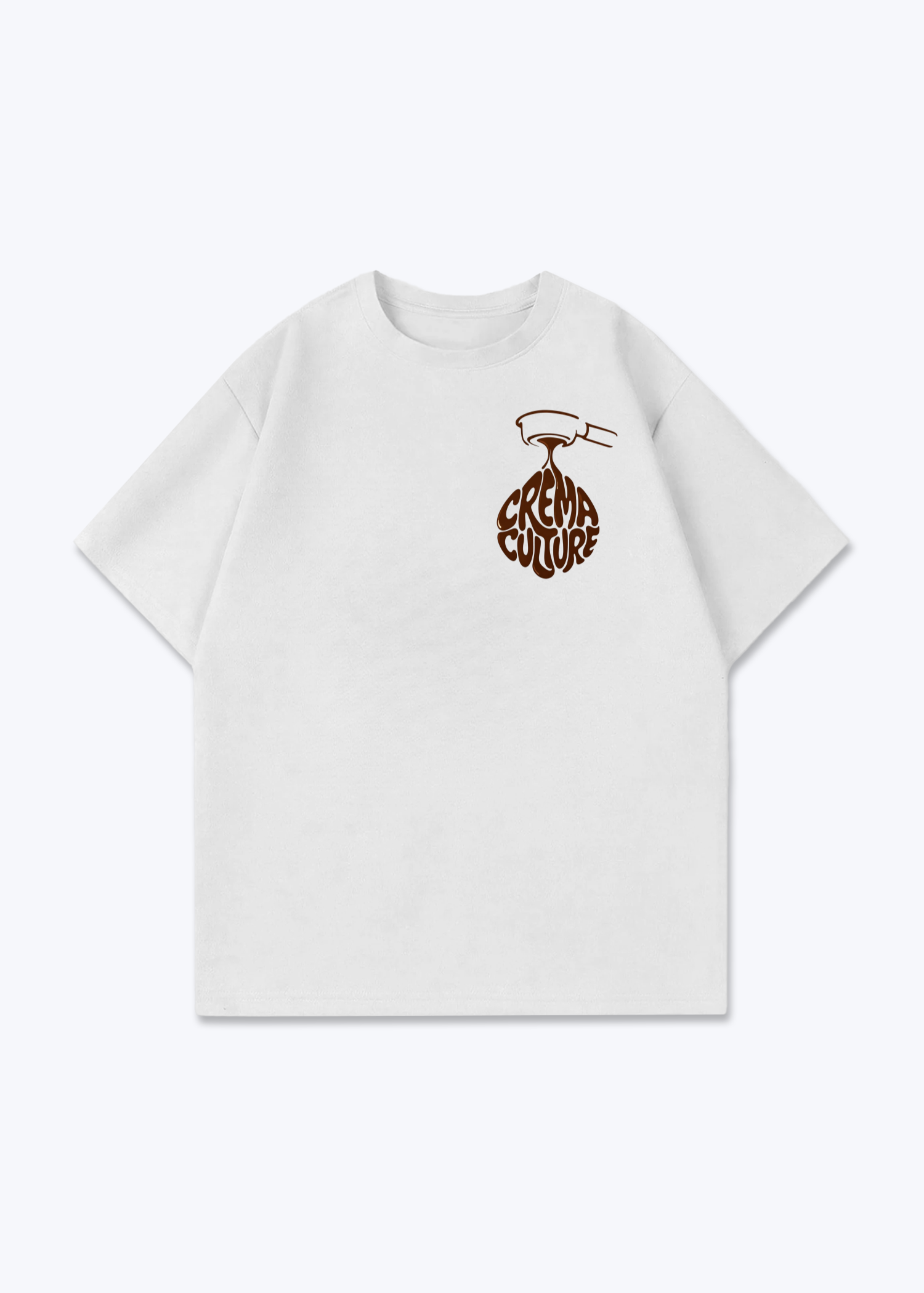 Crema Culture Oversized Shirt - White Front (Designed)