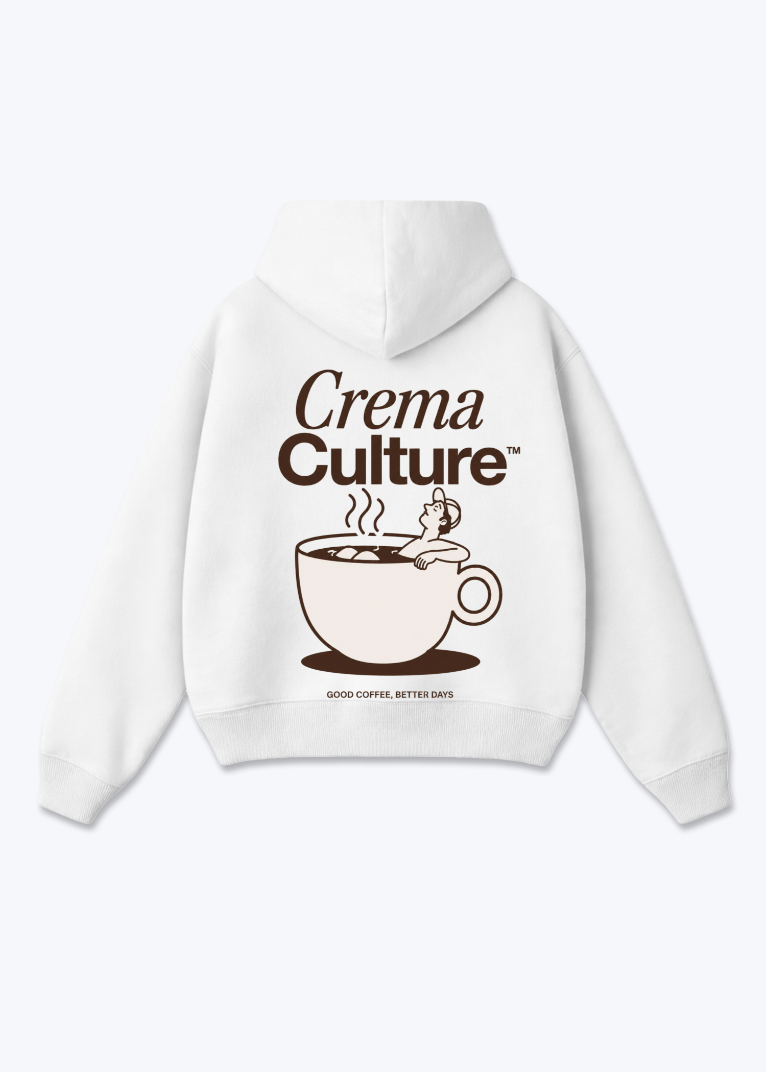 Good Coffe Better Days Oversized Hoodie - White Back (Designed)