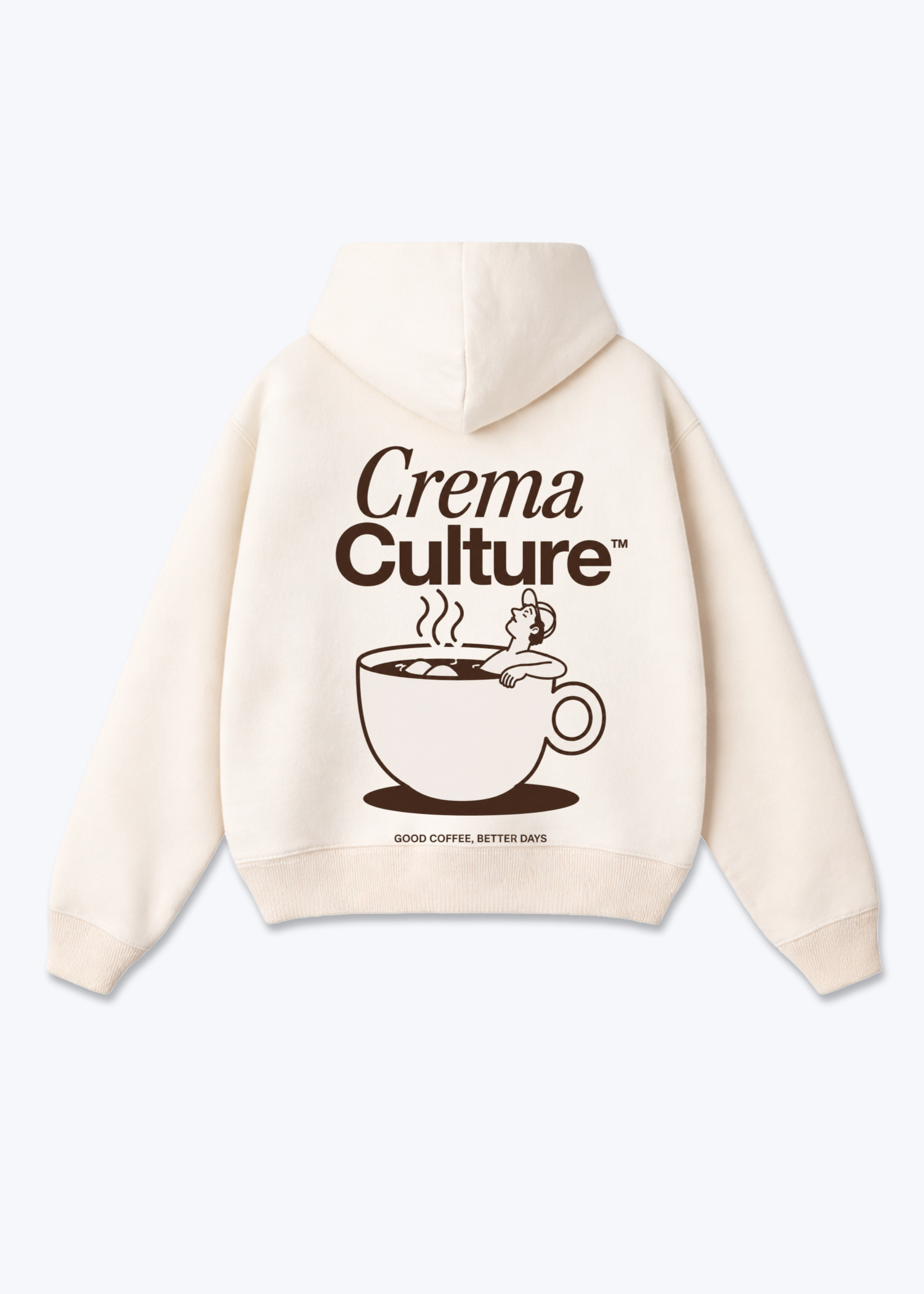 Good Coffe Better Days Oversized Hoodie - Beige Back (Designed)