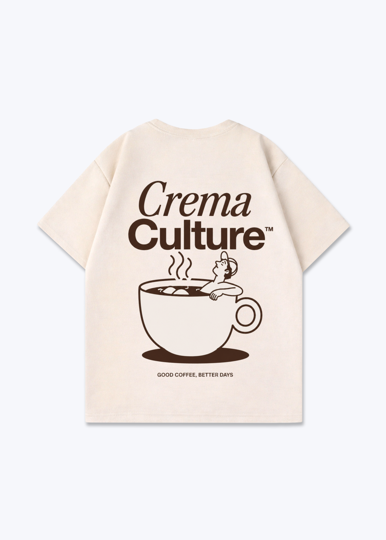Good Coffe Better Days Oversized Shirt - Beige Back (Designed)