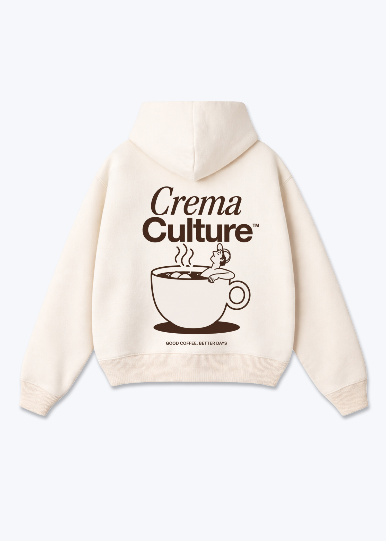 Good Coffe Better Days Oversized Zip Hoodie - Beige Back (Designed)