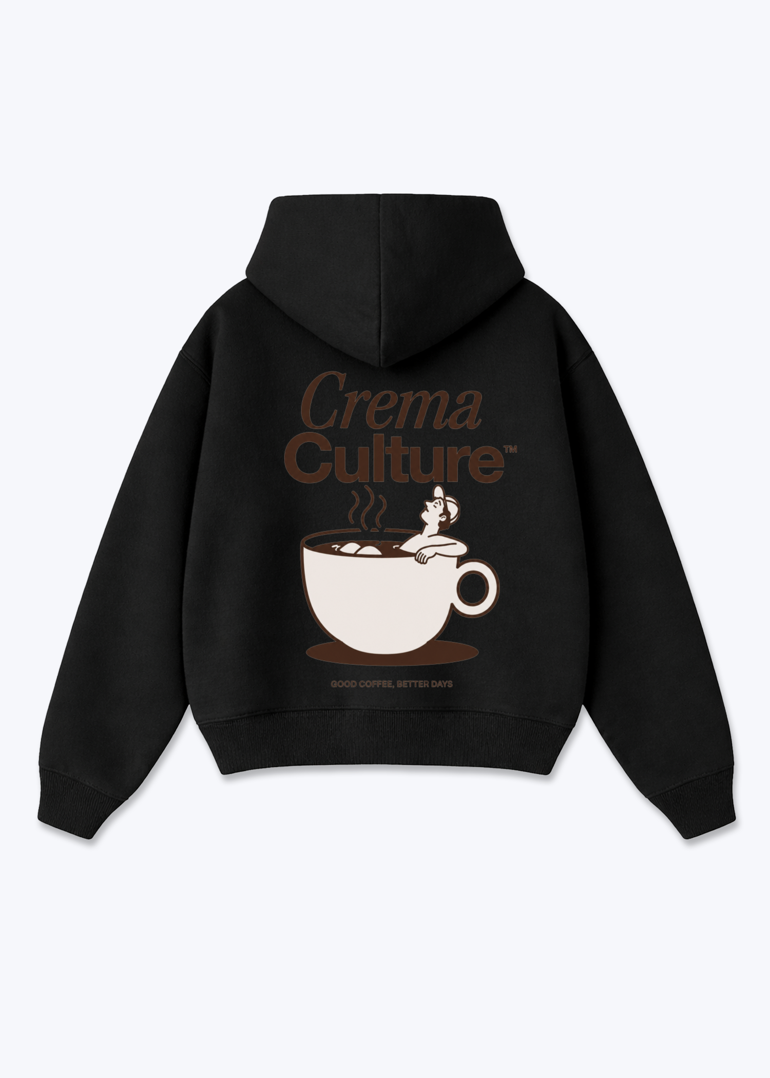 Good Coffe Better Days Oversized Zip Hoodie - Black Back (Designed)