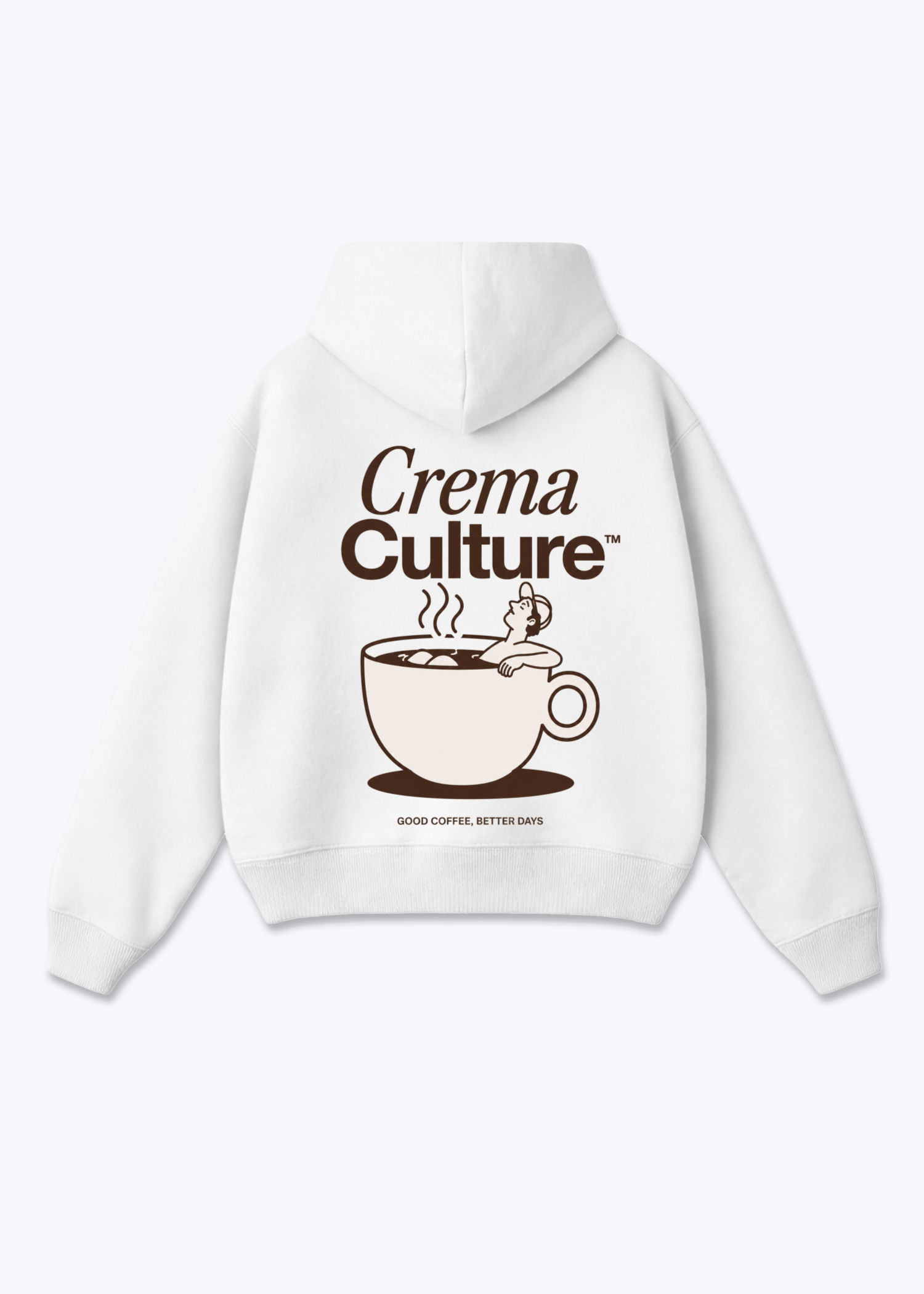 Good Coffe Better Days Oversized Zip Hoodie - White Back (Designed)