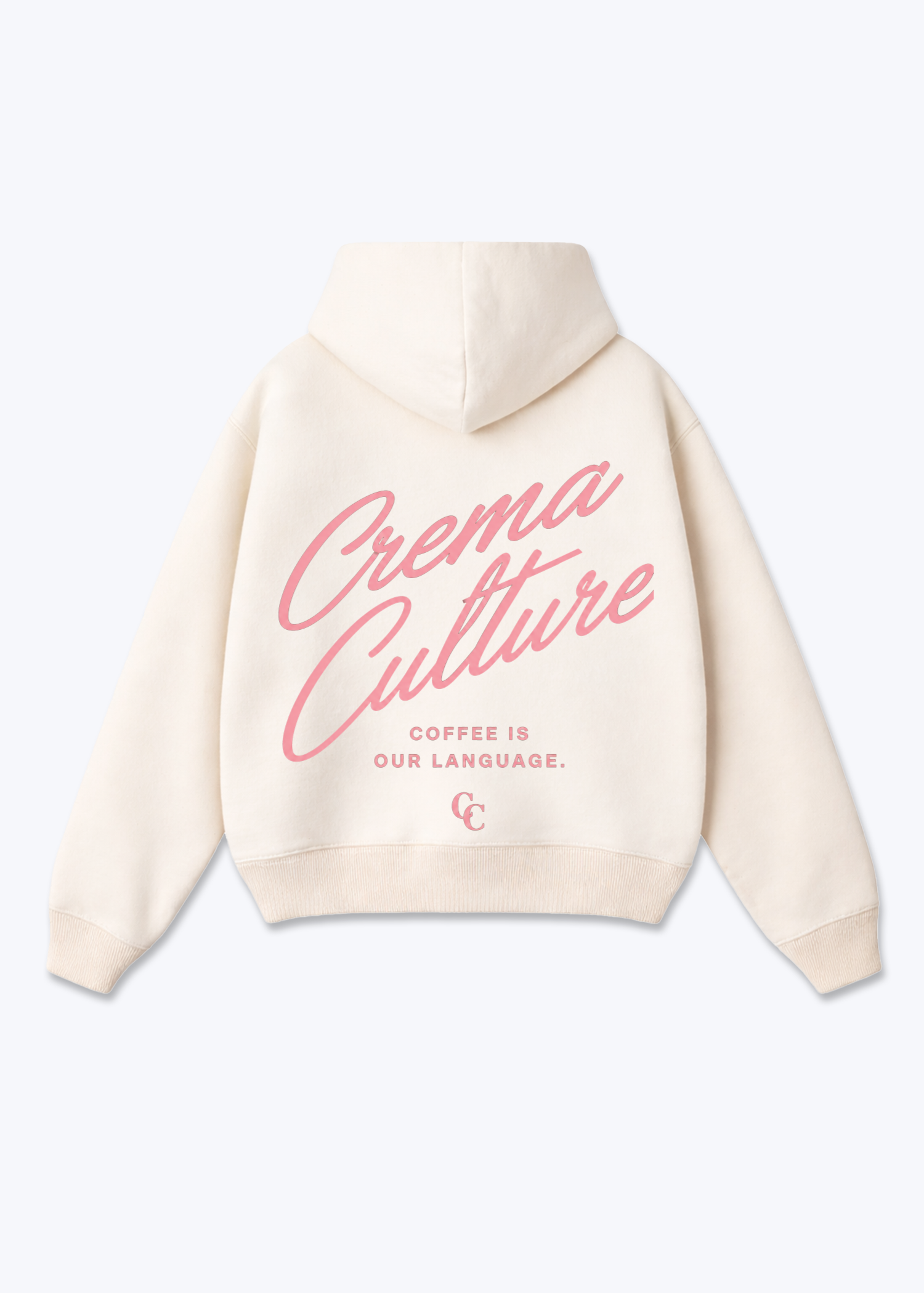 Coffe is our Language Oversized Hoodie - Beige Back (Designed)