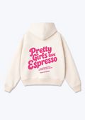 Pretty Girls Love Espresso Overized Zip Hoodie - Beige Back (Designed)