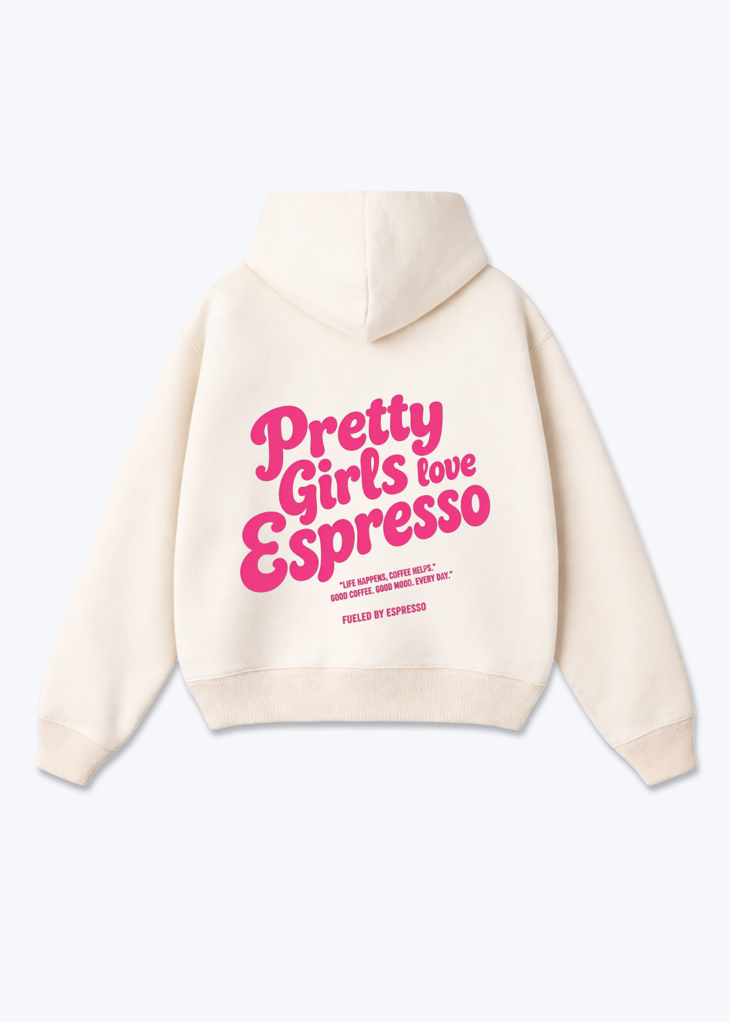 Pretty Girls Love Espresso Overized Zip Hoodie - Beige Back (Designed)