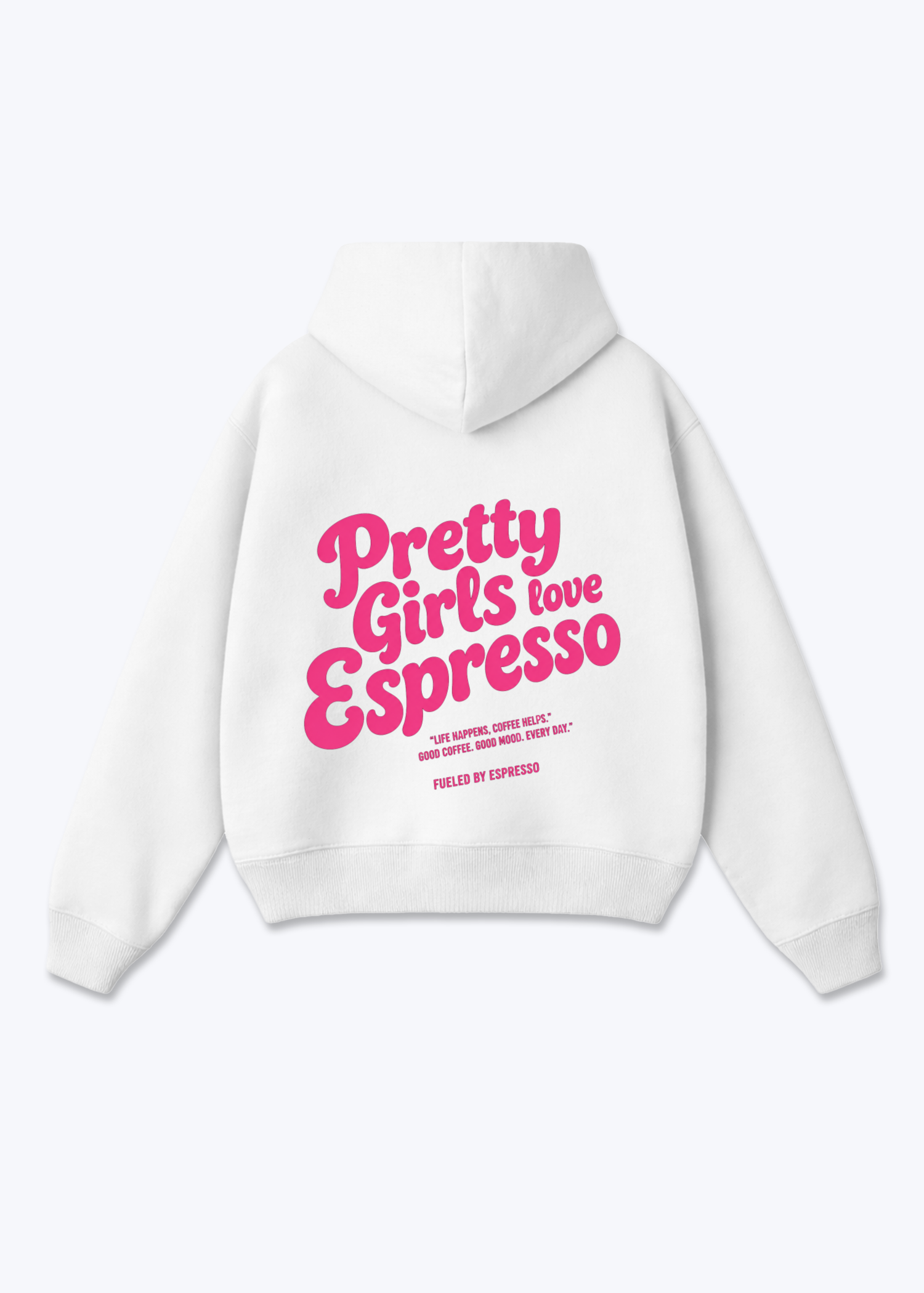 Pretty Girls Love Espresso Overized Zip Hoodie - White Back (Designed)