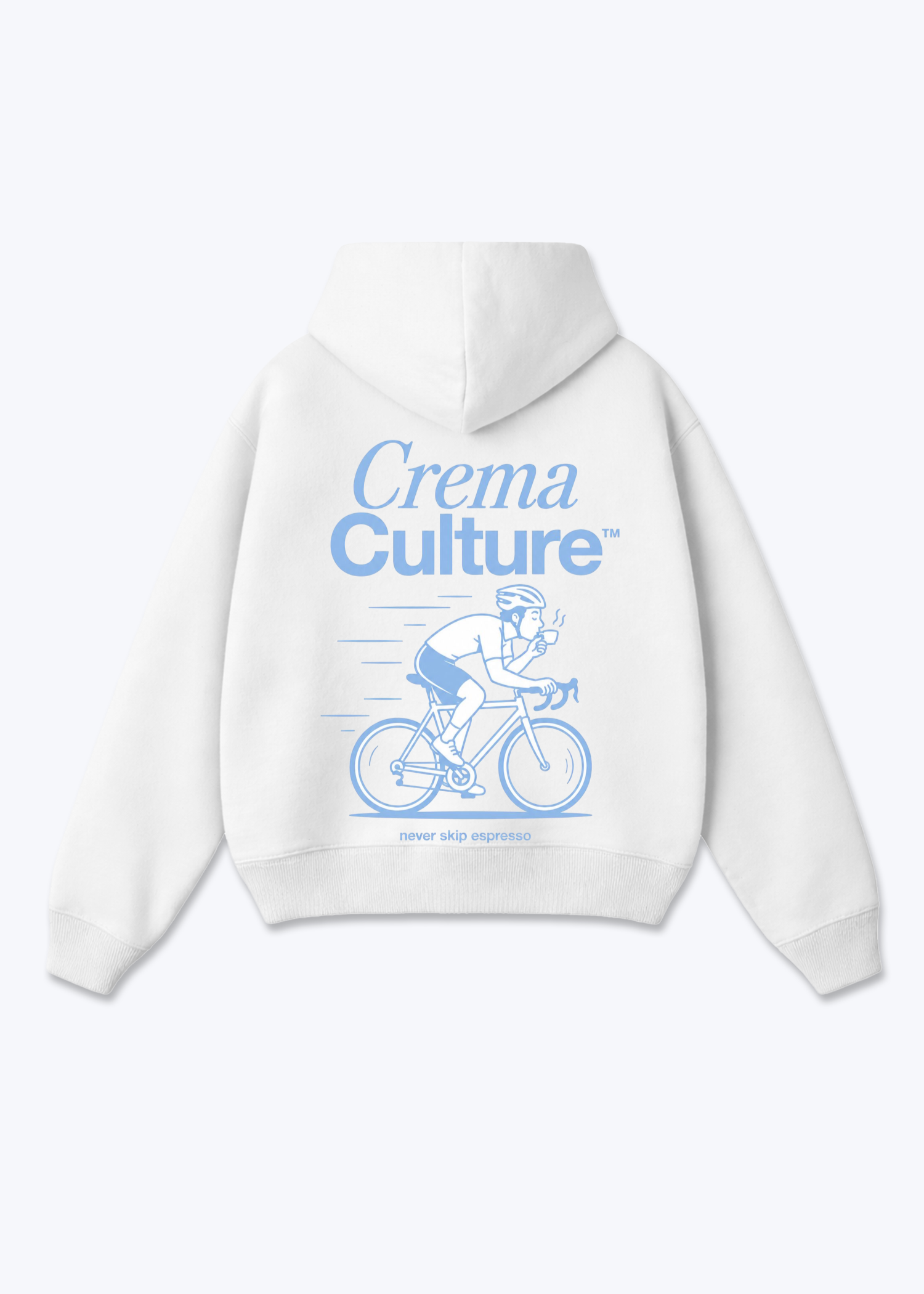 Never Skip Espresso Oversized Hoodie - White Back (Designed)