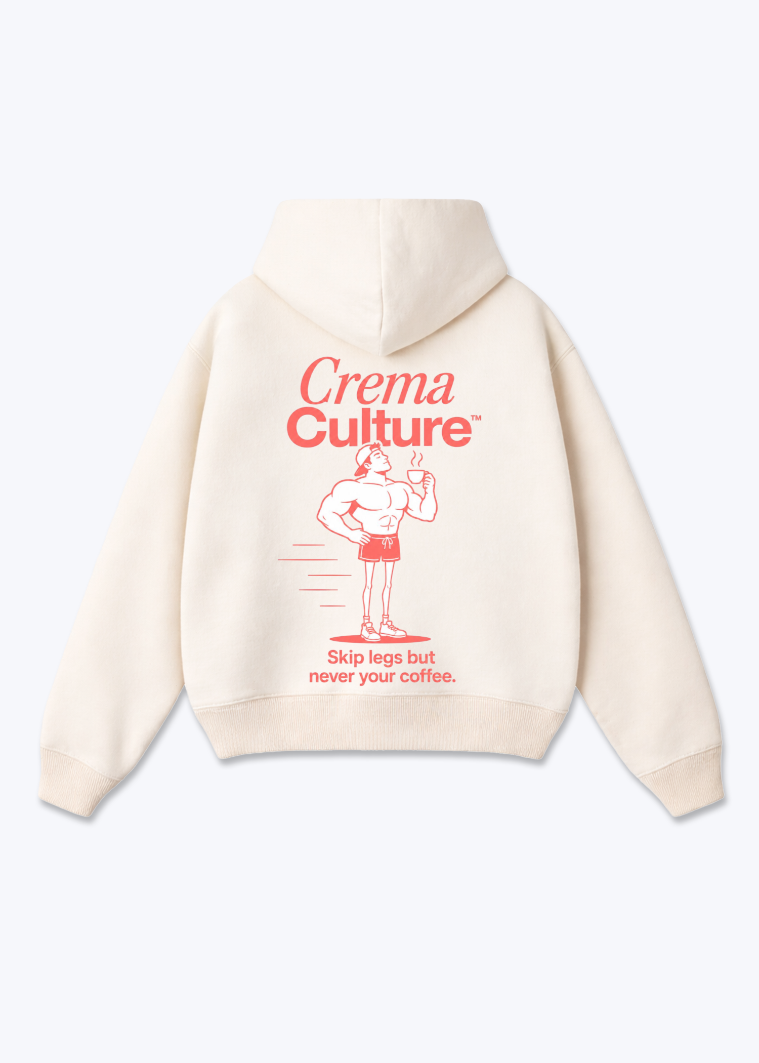 Skip Legs But Never Coffee Oversized Hoodie - Beige Back (Designed)