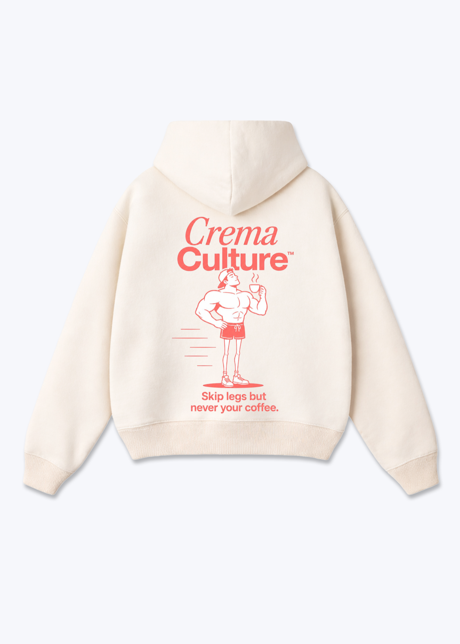 Skip Legs But Never Your Coffee Oversized Zip Hoodie - Beige Back (Designed)